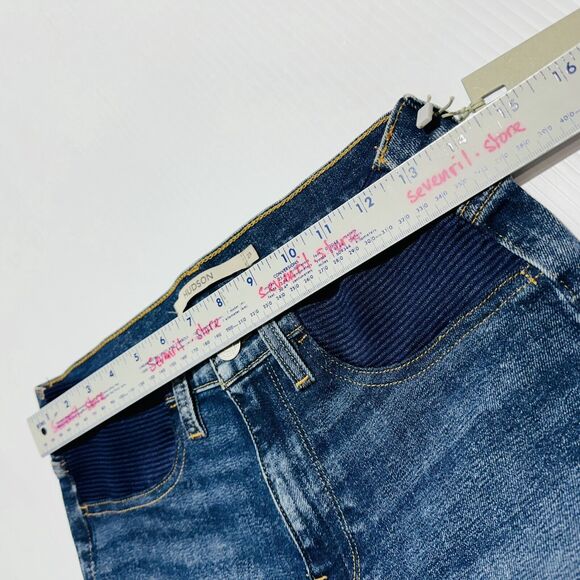 Hudson Maternity Straight Jeans 27 Blue Medium Wash Denim Stretch Zip Fly NWT - Picture 4 of 8